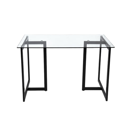 Slip Glass Dining Table – Sleek Glass Top, Metal Base, Modern Design