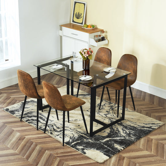 Slip Glass Dining Table – Sleek Glass Top, Metal Base, Modern Design