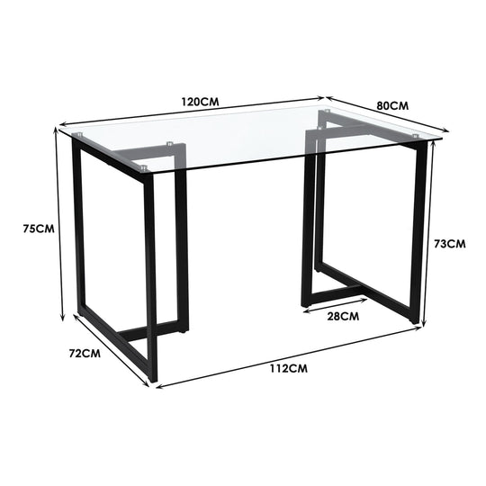 Slip Glass Dining Table – Sleek Glass Top, Metal Base, Modern Design
