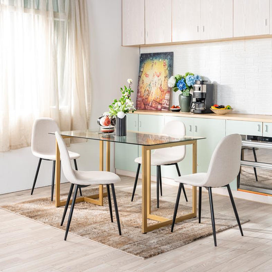 Slip Glass Dining Table – Sleek Glass Top, Metal Base, Modern Design