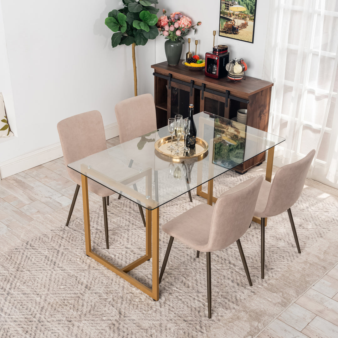 Slip Glass Dining Table – Sleek Glass Top, Metal Base, Modern Design