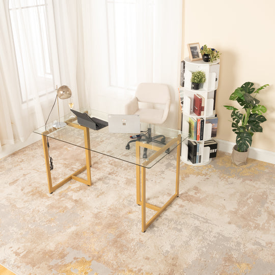 Slip Glass Dining Table – Sleek Glass Top, Metal Base, Modern Design