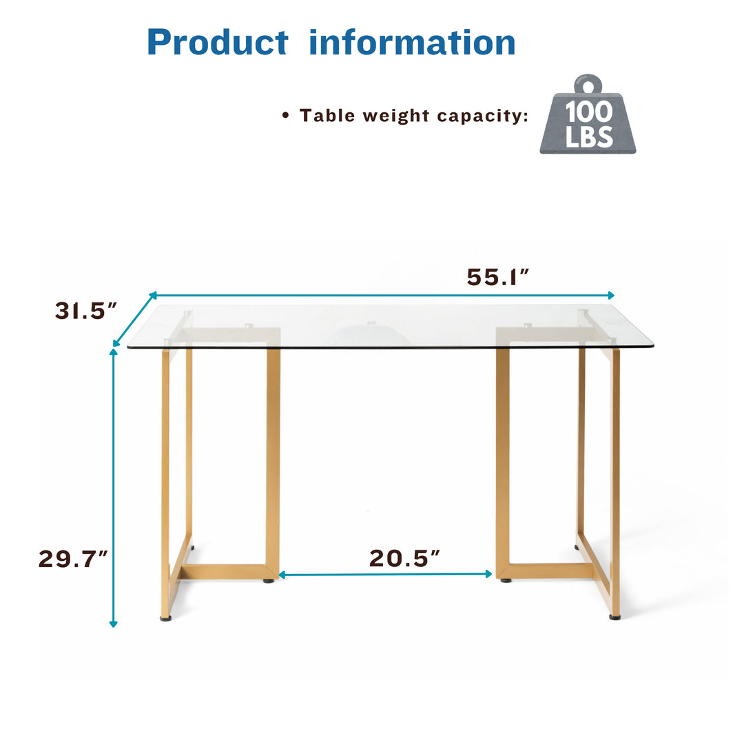 Slip Glass Dining Table – Sleek Glass Top, Metal Base, Modern Design