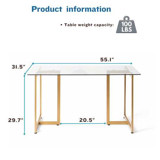 Slip Glass Dining Table – Sleek Glass Top, Metal Base, Modern Design