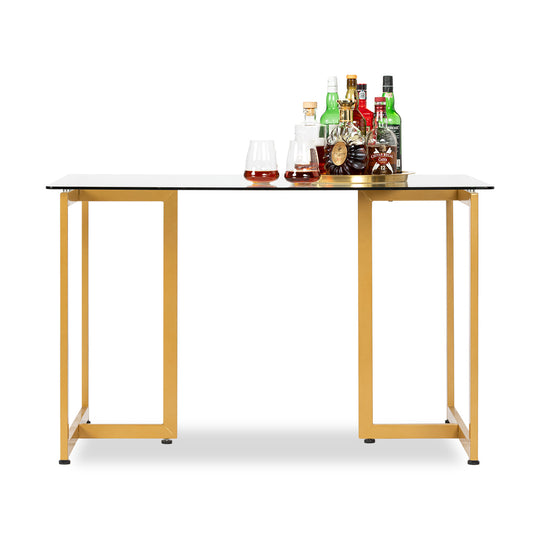 Slip Glass Dining Table – Sleek Glass Top, Metal Base, Modern Design