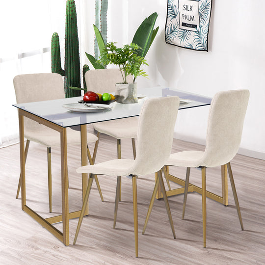 Slip Glass Dining Table – Sleek Glass Top, Metal Base, Modern Design