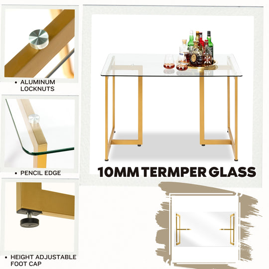 Slip Glass Dining Table – Sleek Glass Top, Metal Base, Modern Design