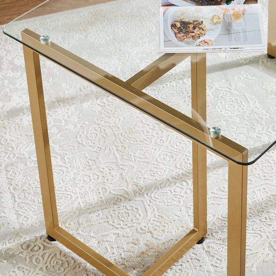 Slip Glass Dining Table – Sleek Glass Top, Metal Base, Modern Design