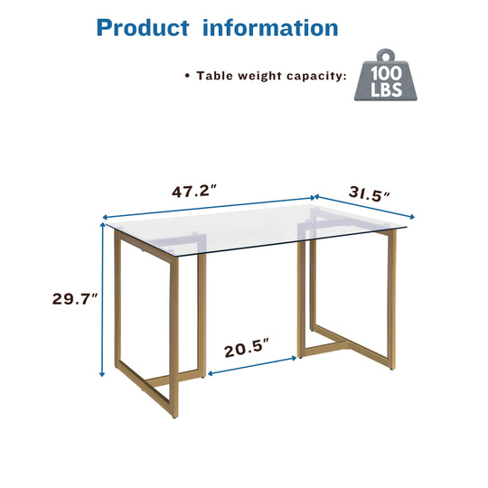 Slip Glass Dining Table – Sleek Glass Top, Metal Base, Modern Design