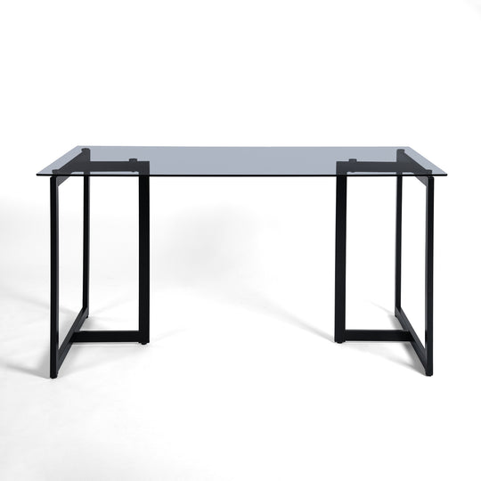 Slip Glass Dining Table – Sleek Glass Top, Metal Base, Modern Design