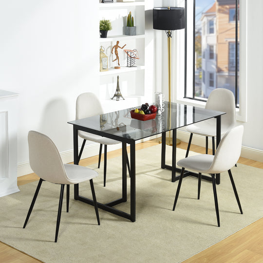 Slip Glass Dining Table – Sleek Glass Top, Metal Base, Modern Design
