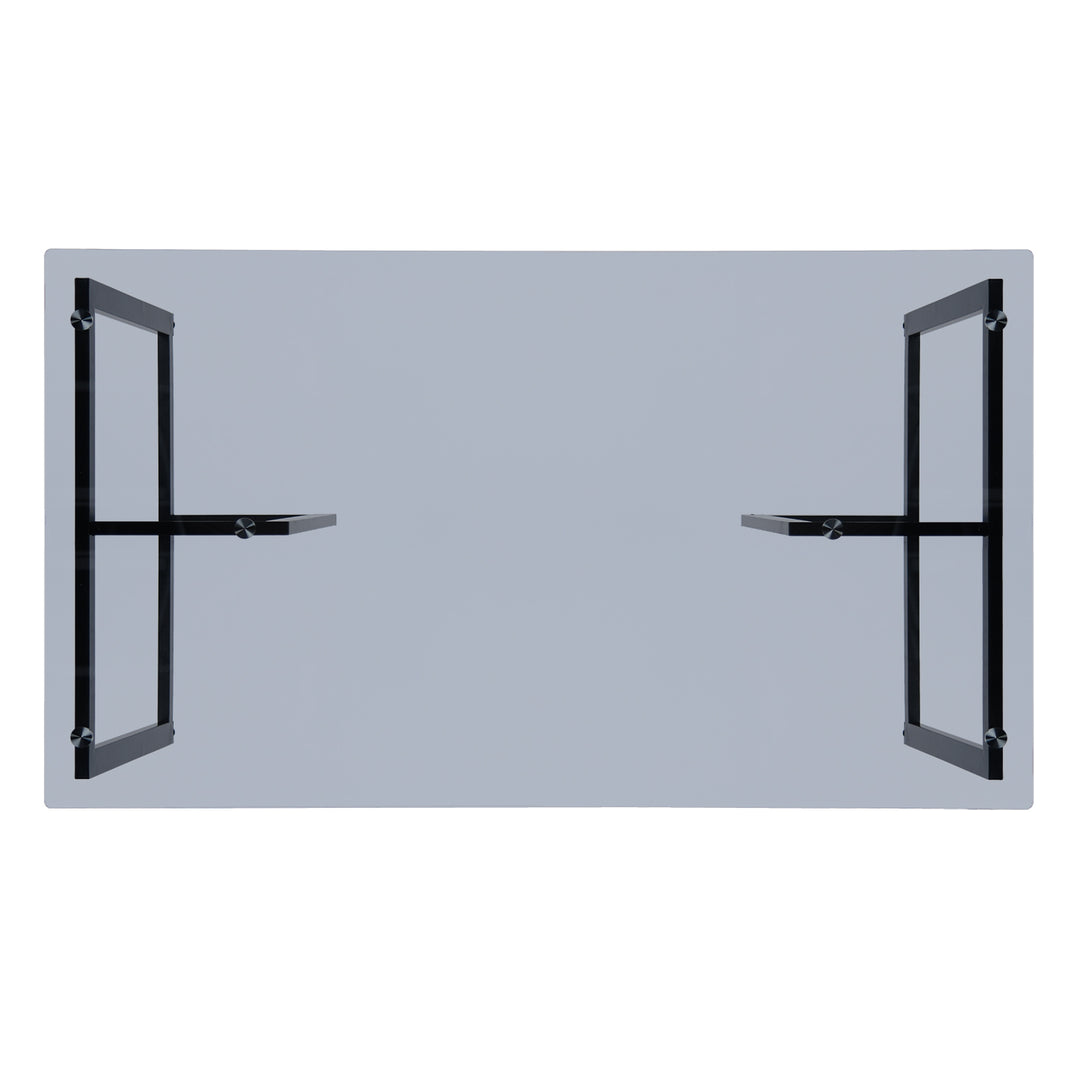 Slip Glass Dining Table – Sleek Glass Top, Metal Base, Modern Design