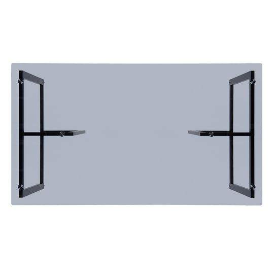 Slip Glass Dining Table – Sleek Glass Top, Metal Base, Modern Design