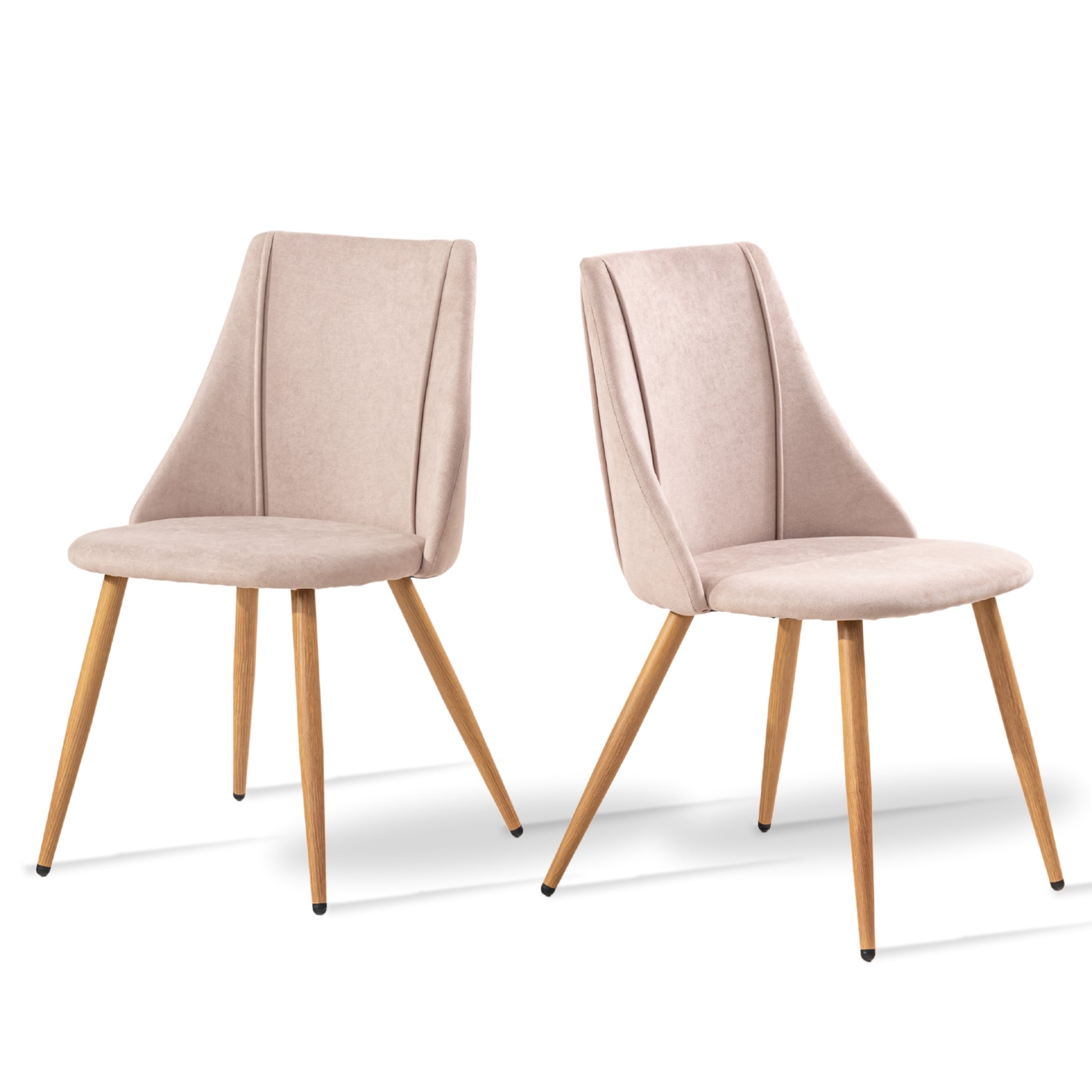 smeg dining chair - beige fabric upholstery - oak wood metal legs modern style