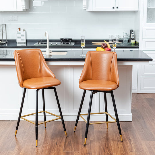 Smeg High Back Swivel Bar Stools With Gold Accents-HOMY CASA