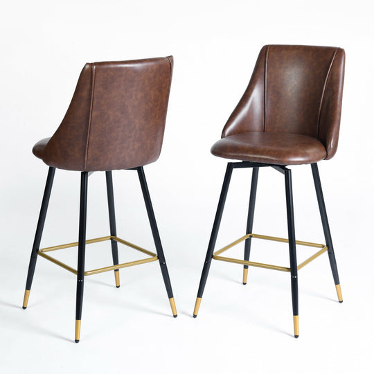 Smeg High Back Swivel Bar Stools With Gold Accents-HOMY CASA