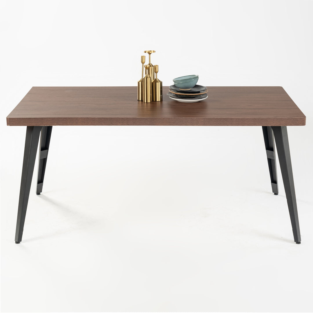 stan rectangular dining table - wood top - black metal legs modern style