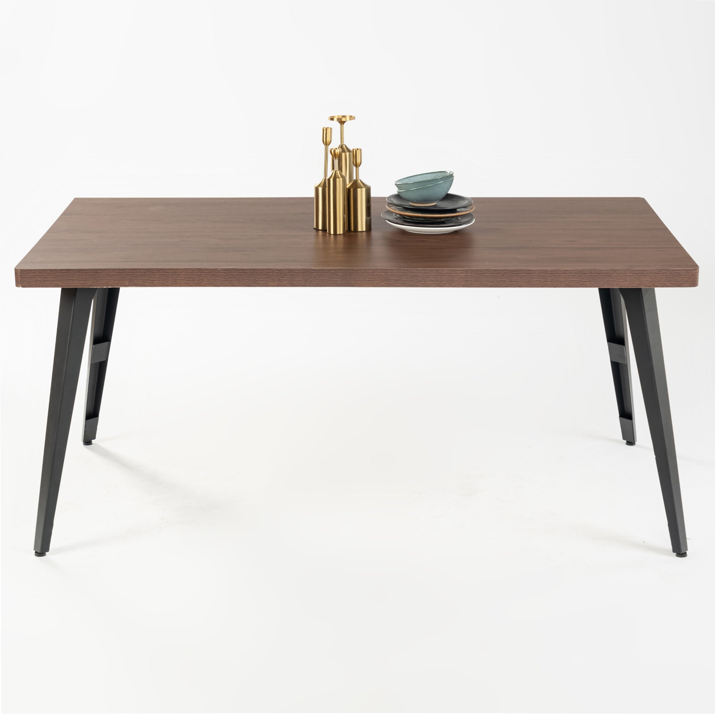 stan rectangular dining table - wood top - black metal legs modern style