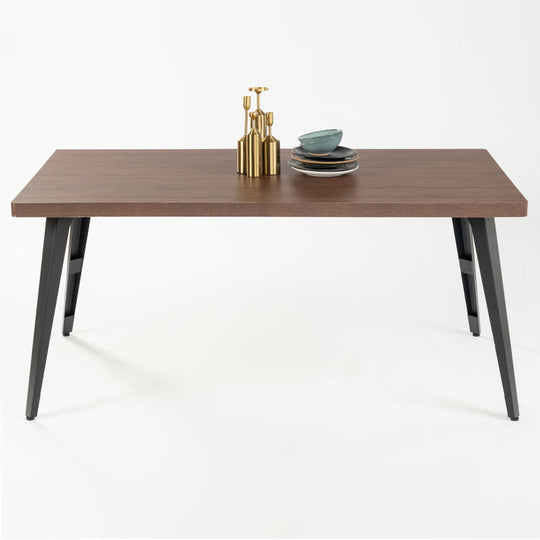 stan rectangular dining table - wood top - black metal legs modern style