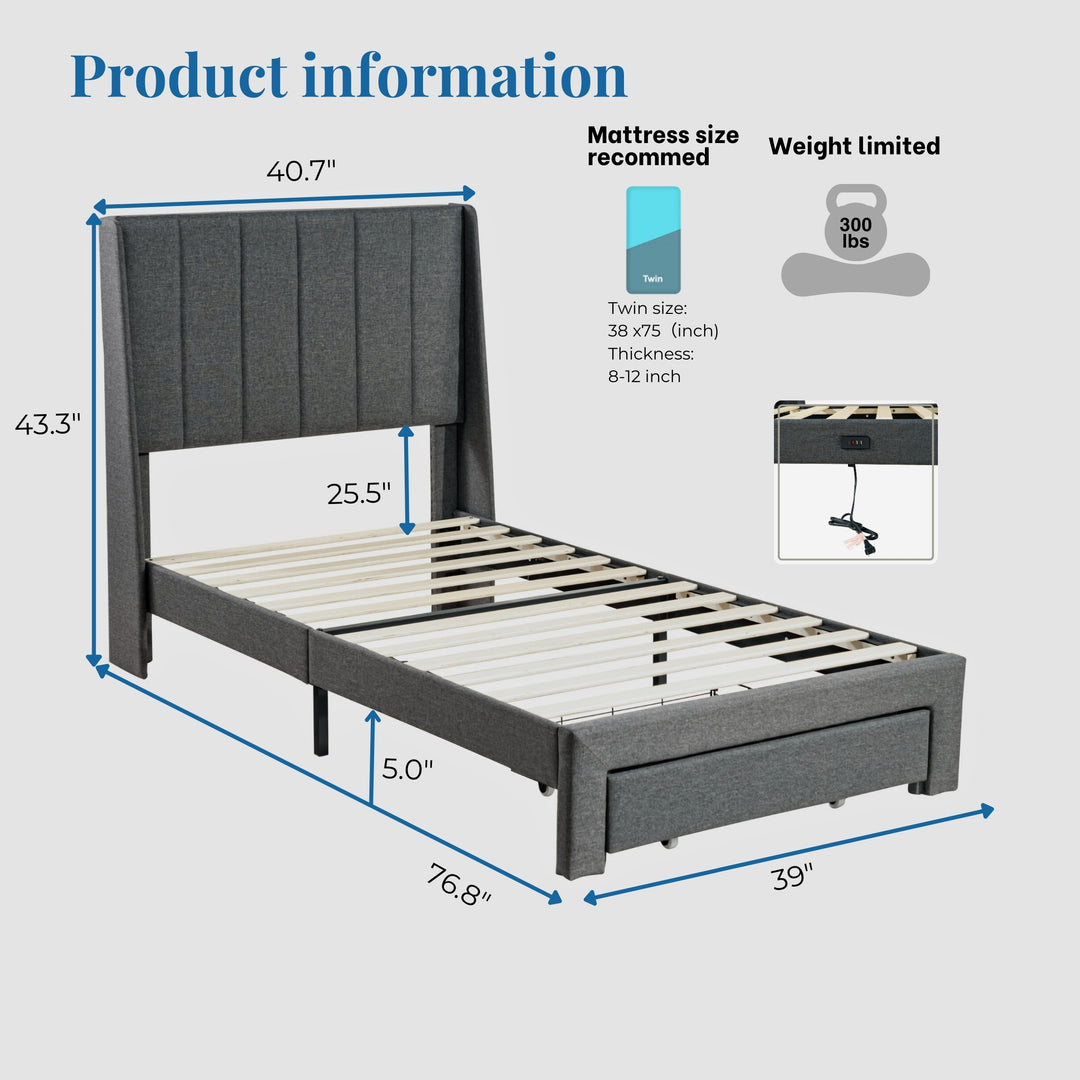 Summit Modern Upholstered Bed Frame