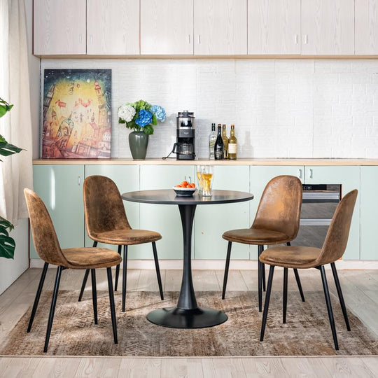 Sunflower Modern Brown Suede Dining Chair Set of 4-HOMY CASA