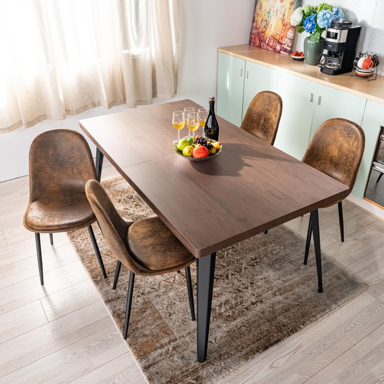 Sunflower Modern Brown Suede Dining Chair Set of 4-HOMY CASA