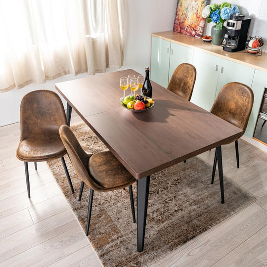 Sunflower Modern Brown Suede Dining Chair Set of 4-HOMY CASA