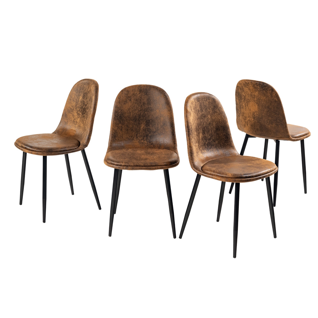 sunflower suede dining chair set of 4 - brown suede upholstery - round wood legs modern style