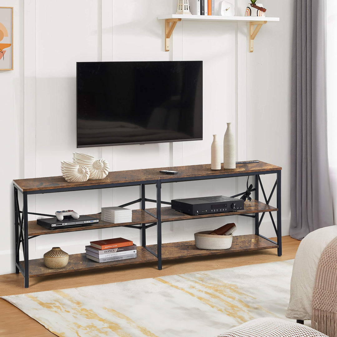 Taryn 3 Tier Metal frame TV Cabinet with LED Lighting-HOMY CASA