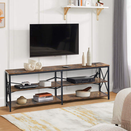 Taryn 3 Tier Metal frame TV Cabinet with LED Lighting-HOMY CASA