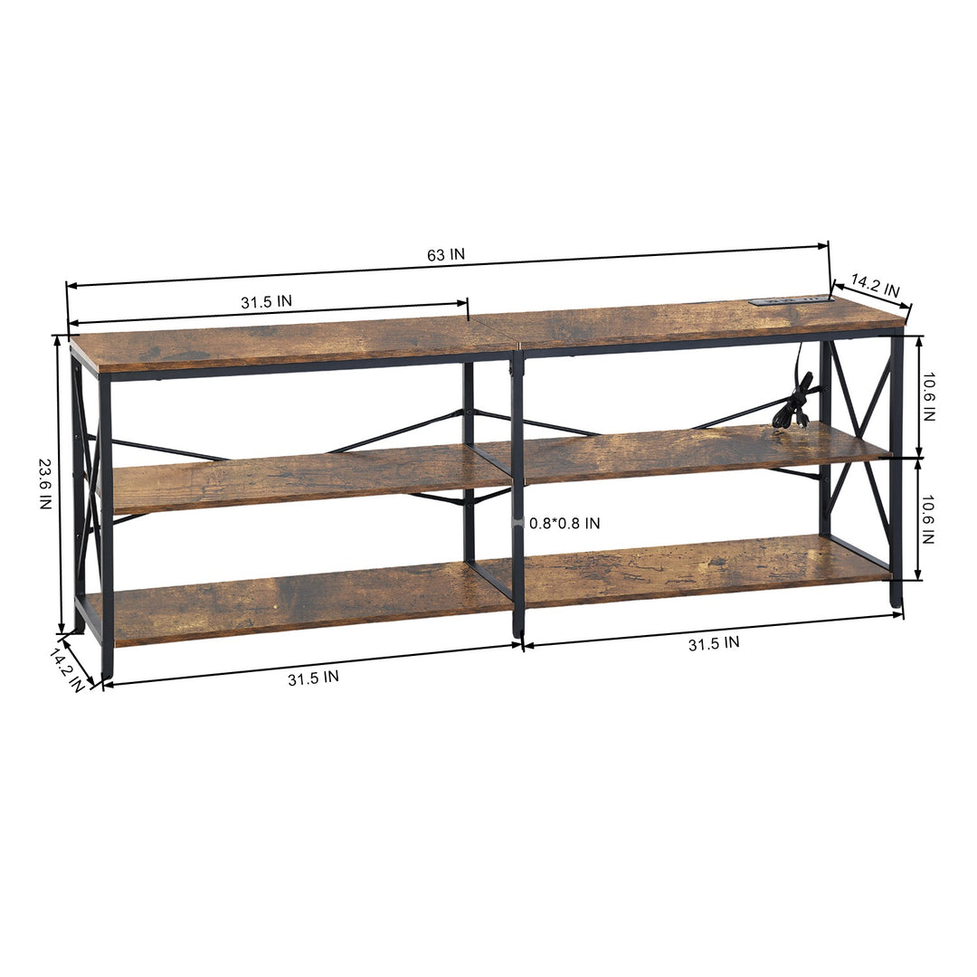 Taryn 3 Tier Metal frame TV Cabinet with LED Lighting-HOMY CASA