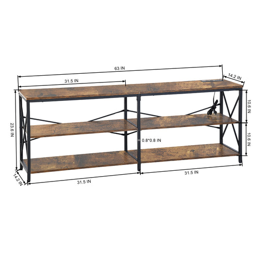 Taryn 3 Tier Metal frame TV Cabinet with LED Lighting-HOMY CASA