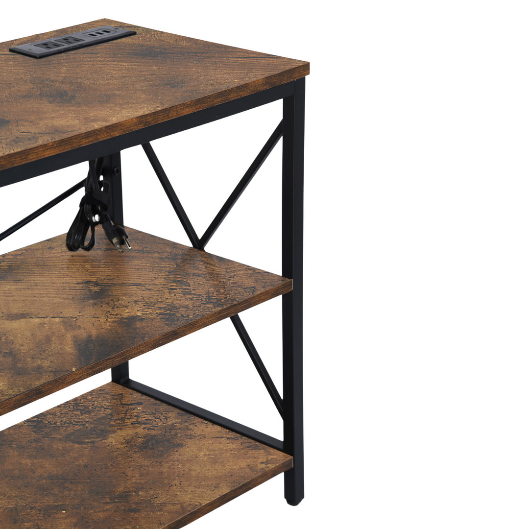 Taryn 3 Tier Metal frame TV Cabinet with LED Lighting-HOMY CASA