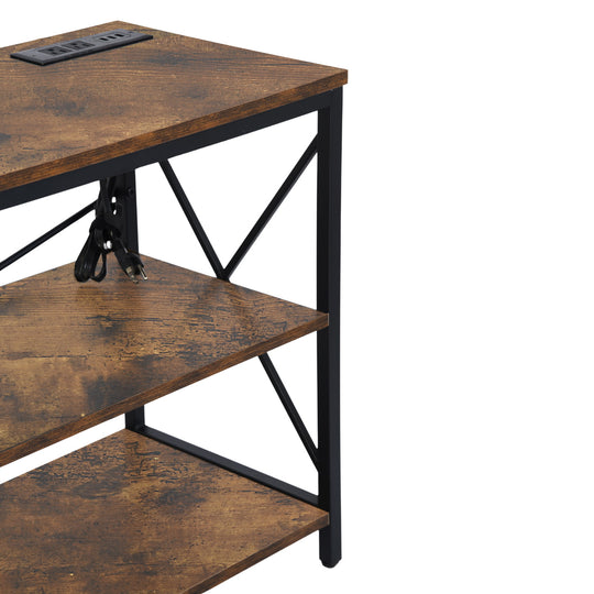 Taryn 3 Tier Metal frame TV Cabinet with LED Lighting-HOMY CASA