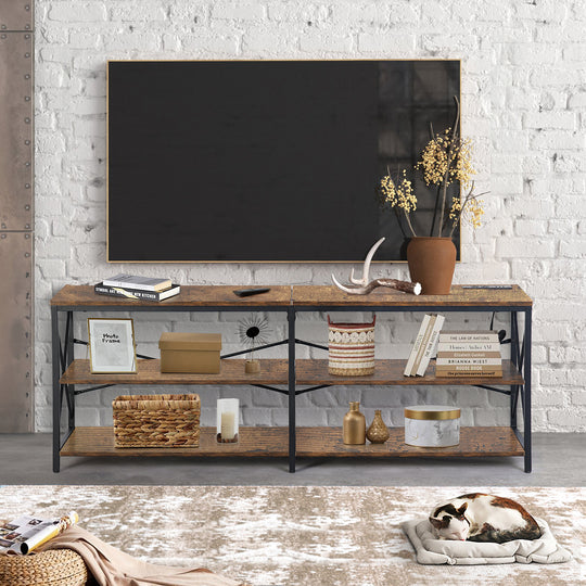 Taryn 3 Tier Metal frame TV Cabinet with LED Lighting-HOMY CASA