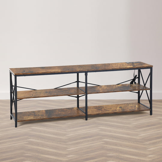 Taryn 3 Tier Metal frame TV Cabinet with LED Lighting-HOMY CASA