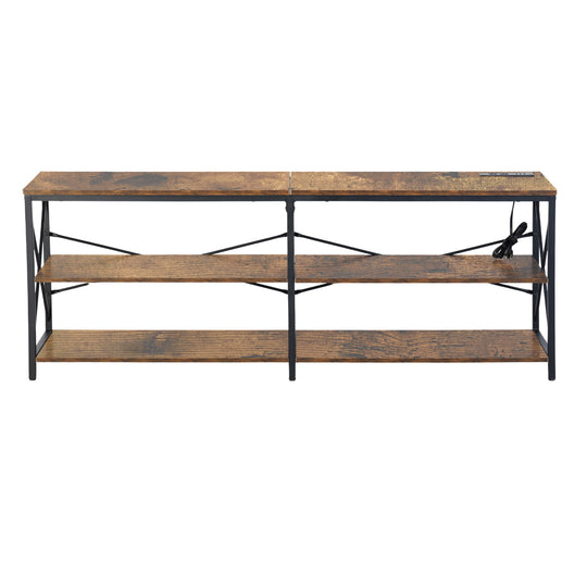 Taryn 3 Tier Metal frame TV Cabinet with LED Lighting-HOMY CASA