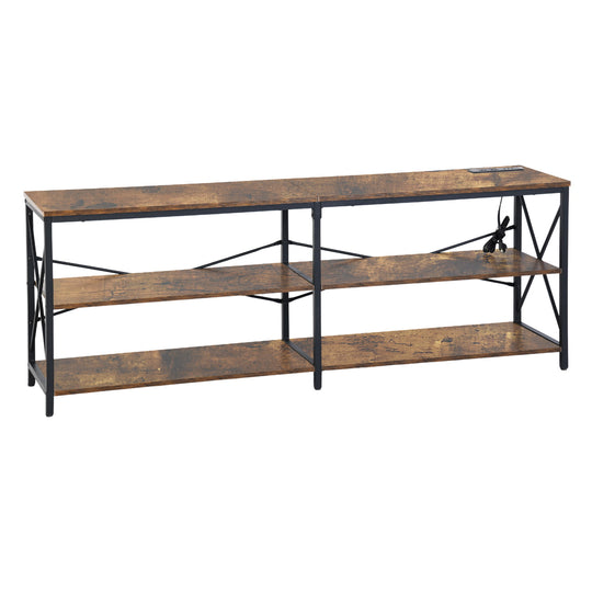 Taryn 3 Tier Metal frame TV Cabinet with LED Lighting-HOMY CASA