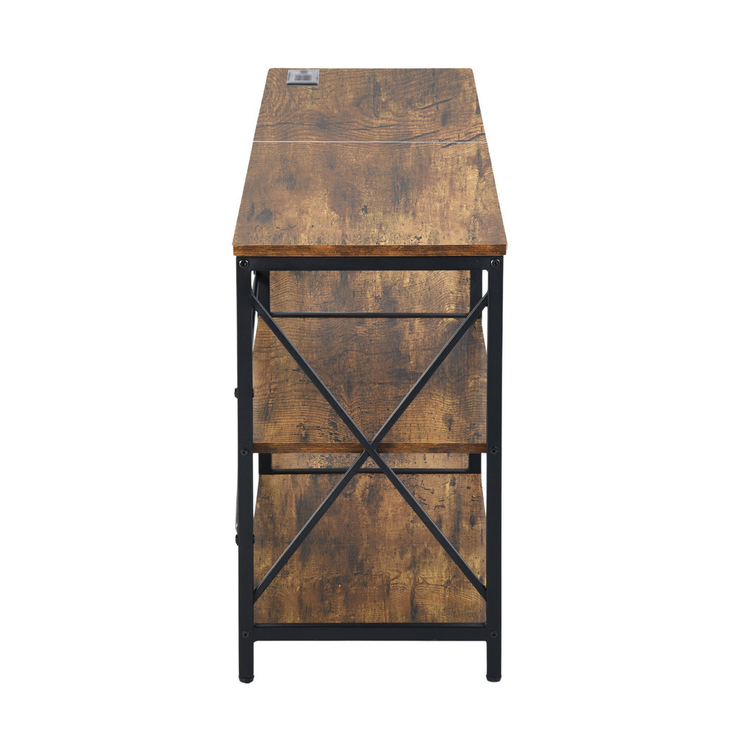 Taryn 3 Tier Metal frame TV Cabinet with LED Lighting-HOMY CASA
