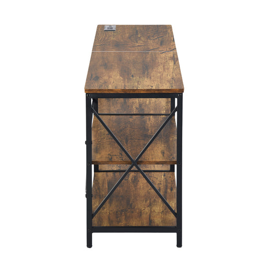 Taryn 3 Tier Metal frame TV Cabinet with LED Lighting-HOMY CASA