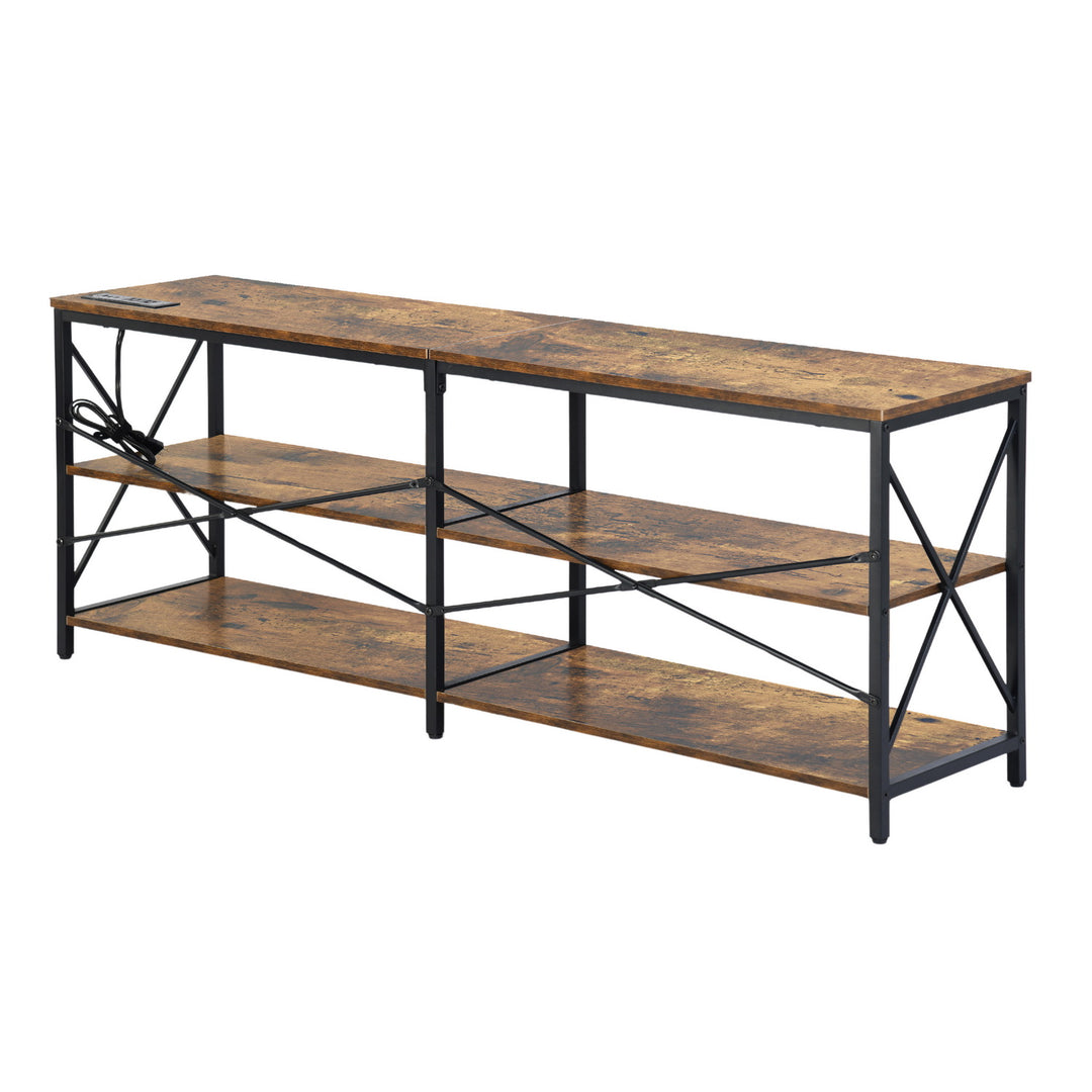 Taryn 3 Tier Metal frame TV Cabinet with LED Lighting-HOMY CASA