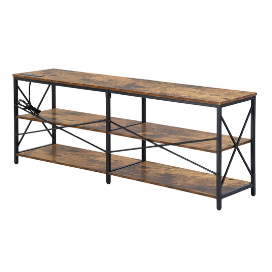 Taryn 3 Tier Metal frame TV Cabinet with LED Lighting-HOMY CASA