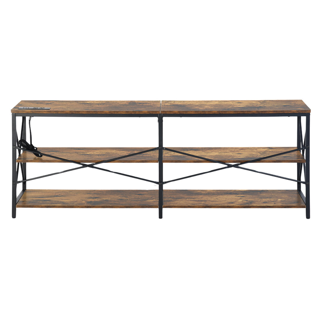 Taryn 3 Tier Metal frame TV Cabinet with LED Lighting-HOMY CASA
