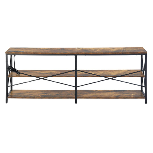 Taryn 3 Tier Metal frame TV Cabinet with LED Lighting-HOMY CASA