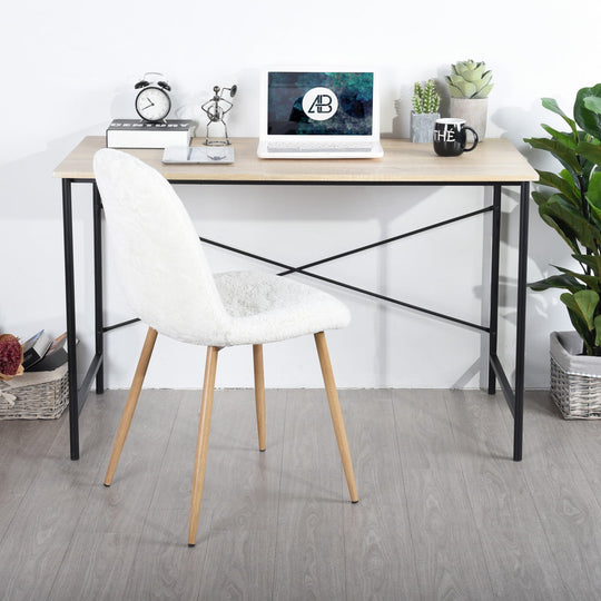 Tasman Modern Wooden Desk With Metal Frame, Stylish Workstation For Home Office