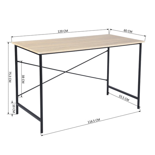 Tasman Modern Wooden Desk With Metal Frame, Stylish Workstation For Home Office