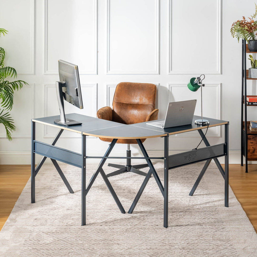 Thomasina Adjustable Office Chair in Beige & Suede Brown