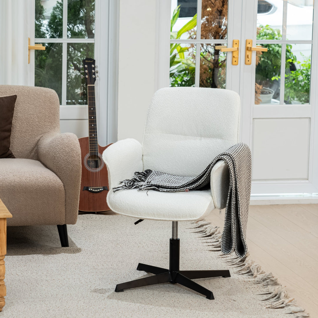 Thomasina Adjustable Office Chair in Beige & Suede Brown