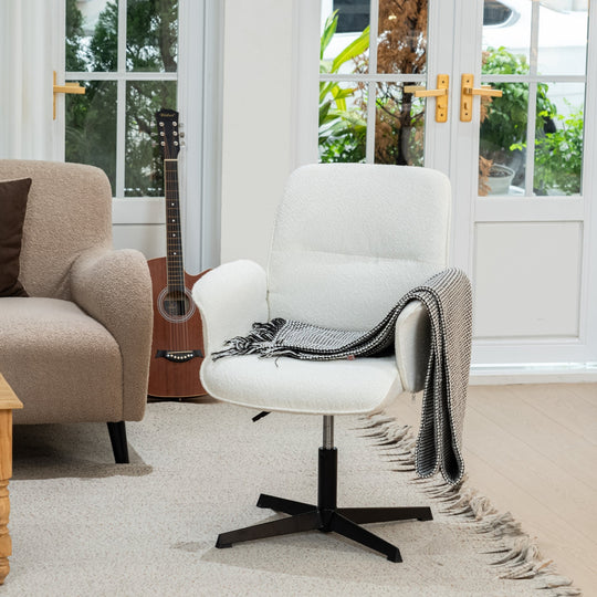 Thomasina Adjustable Office Chair in Beige & Suede Brown