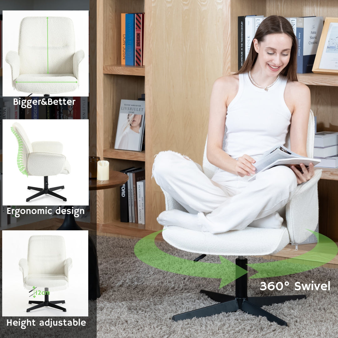 Thomasina Adjustable Office Chair in Beige & Suede Brown